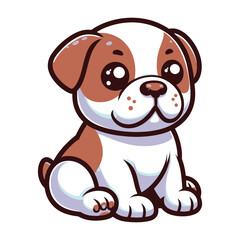 Cute Cartoon Puppy with Brown Spots Sitting, Adorable Dog Character Illustration