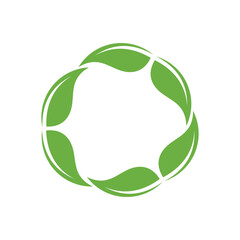 Organic Leaf Circle Simple Emblem Logo Template