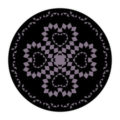 Pattern. Mandala. Hearts. Colors Black and Purple.