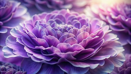 Obraz premium Vibrant purple petals delicately ruffled and layered, soft focus background, gentle shadows, and subtle texture create a serene and mesmerizing botanical portrait.