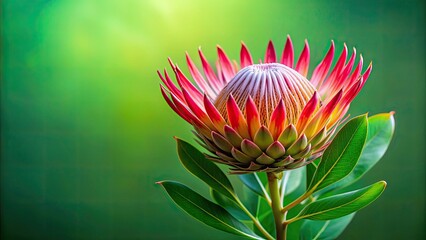 Madiba Protea flower on a vibrant green background, Madiba, Protea, flower, green, background,...