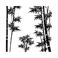 bamboo tree, vector black color silhouette