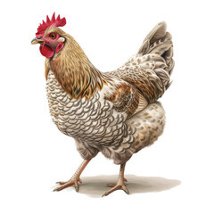 Fototapeta premium A chicken pecking, farm animal, realistic illustration, isolated on transparent background