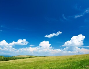 Fototapeta premium Blue Sky with Fluffy White Clouds on a Sunny Summer Day
