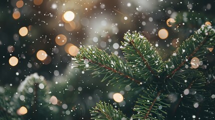 Snowy spruce tree with space for text, ideal for winter themed messages and designs