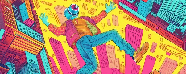 Obraz premium Capture the intricate details of futuristic technologies melding harmoniously with the graceful movements of breakdancers in an otherworldly