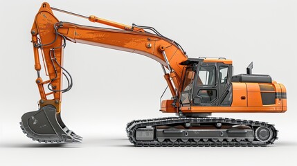 Excavator on white background.