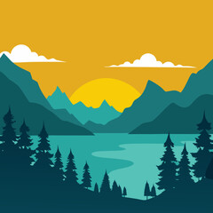 Scenic Landscape Vector Illustrations