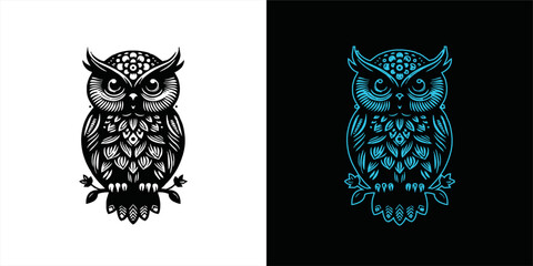 Owl logo vector silhouette 