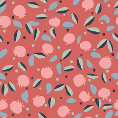 Vector cute fruit and leaf illustration seamless repeat pattern digital artwork