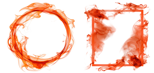 red orange round or rectengular smoke frame isolated