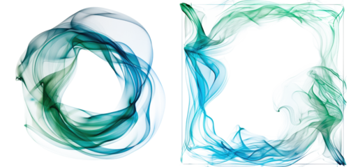 blue green round or rectengular smoke frame isolated