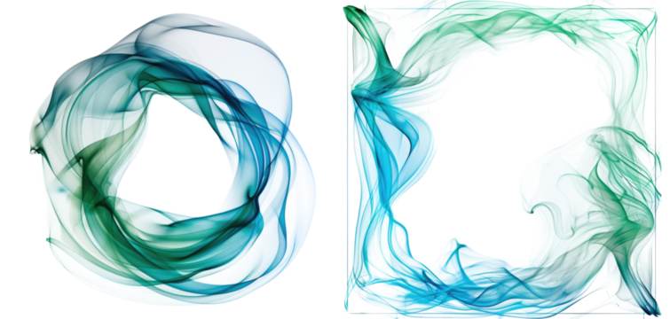 blue green round or rectengular smoke frame isolated