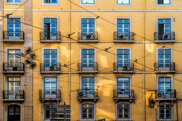 Beautiful traditional old architecture in downtown Lisbon, Portugal