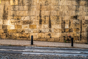 Retro architecture stone wall, background and texture