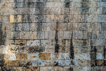 Retro architecture stone wall, background and texture