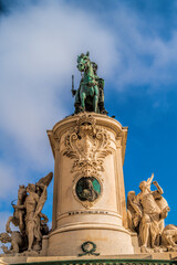 The equestrian bronze statue of King Jose I of Portugal was designed by Machado de Castro in 1775