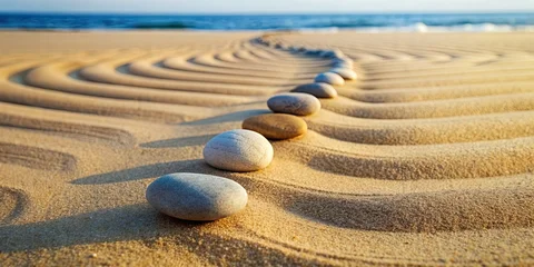 Zen stones arranged on peaceful sand beach, zen, stones, sand, beach, peaceful, calm, meditation, relaxation