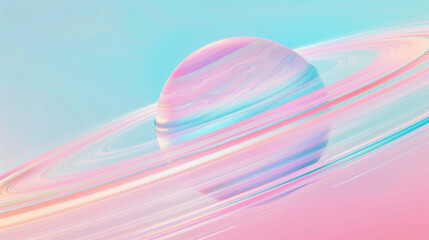 astronomical abstract illustration wallpaper, glorious planet Saturn's rings, circle, glowing in pink colors