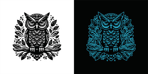 Owl logo vector silhouette 
