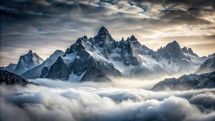 Majestic grey mountains shrouded in fog , serene, misty, landscape, nature, gray, foggy, majestic, tranquil, scenery