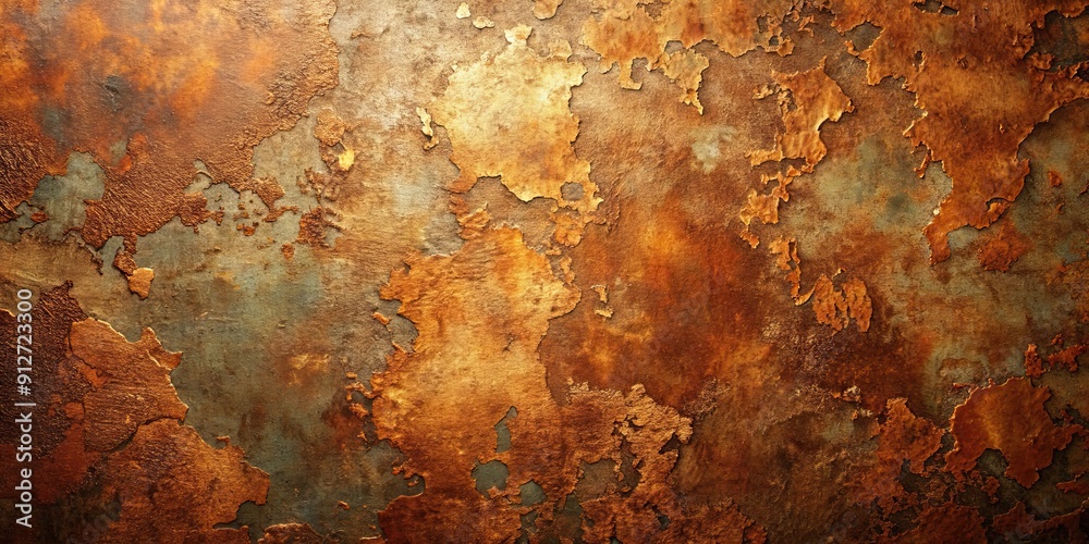 Sticker Old grunge copper bronze rusty texture background with distressed cracks , metal, old, grunge, copper, bronze, rusty