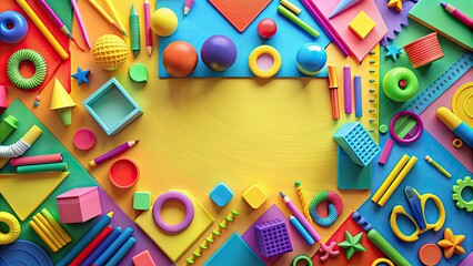Colorful geometric shapes and academic symbols on vibrant back to school background, school, geometric, shapes, vibrant