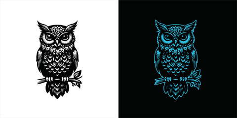 Owl logo vector silhouette 