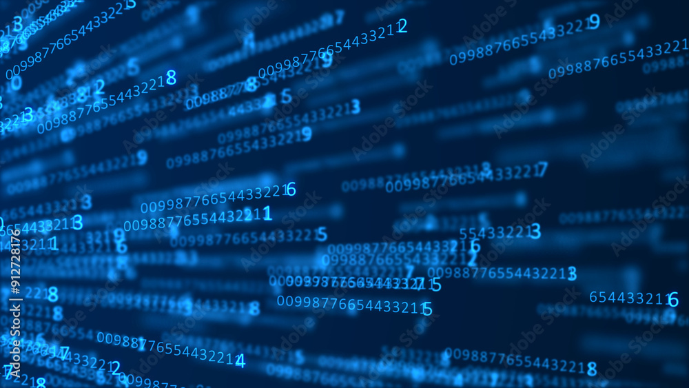 Poster cyberspace background with a set of numbers. big data visualization. abstract matrix. technology or 