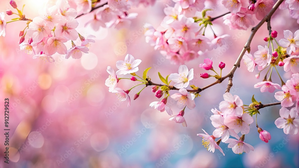 Poster Cherry blossoms on a background , spring, delicate, petals, floral, nature, Japan, pink, bloom, beauty, fragrant,background