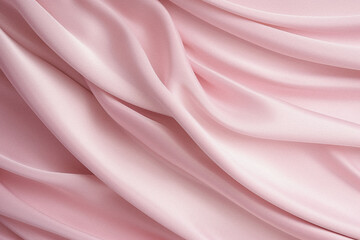 Obraz premium Pink silk fabric textile background. Abstract pastel wavy smooth satin texture. Peach cream color soft fashion cloth