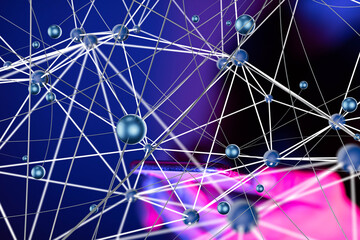 Global network. Blockchain. 3D illustration. Neural networks and artificial intelligence. Abstract