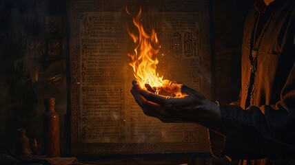 Obraz premium fire in hand, AI Generated. 