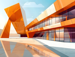 Obraz premium Orange is the illustration of the future house