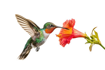 Fototapeta premium PNG Hummingbird feeding on vibrant flower