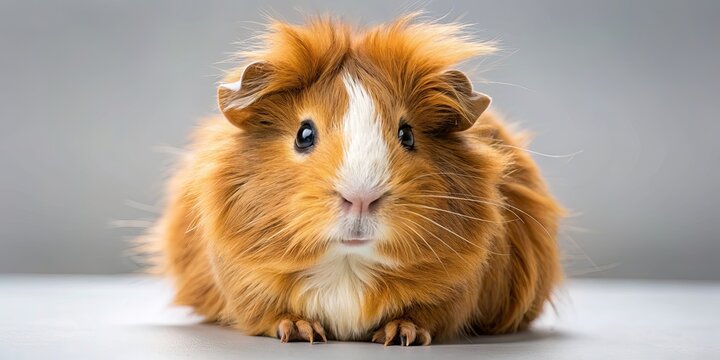 Cute  of a brown guinea pig with a fluffy coat, guinea pig,, cute, brown, fluffy, pet, animal, adorable, rodent