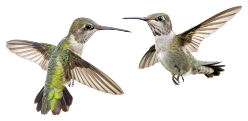 PNG Two hummingbirds in flight.