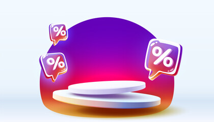 Fototapeta premium Podium percentage discount on sale, holiday sale, poster discount banner offer. Vector illustration