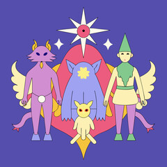 Naklejka premium Fantasy Mystical Magical Creatures