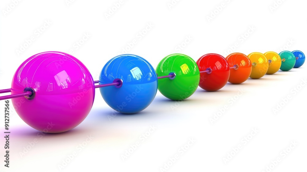 Poster connection concept with color spheres connected by wires