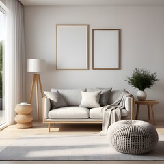 Poster frame mockup in home interior background, mockup frame design, frame mockup