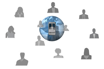 PNG. Trasparente. Connessione globale. Collegamenti rete internet connettono l'intero mondo.. © massimo_g