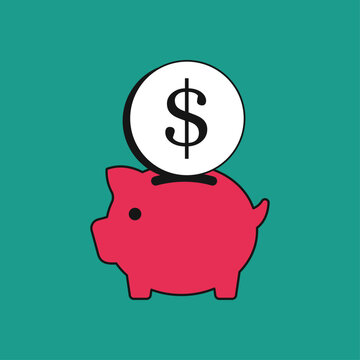 Piggy Bank Money Savings Icon for Finance Posters and Flyers