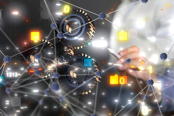 gear Technology background. Big data concept