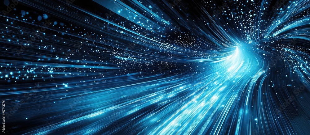 Poster dynamic abstract background with speed motion light lines and blue filter technology