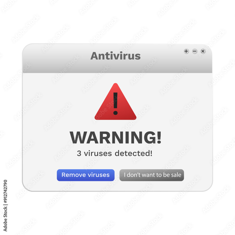 Poster Warning on computer screen. Popup message about malware. Digital security notification.