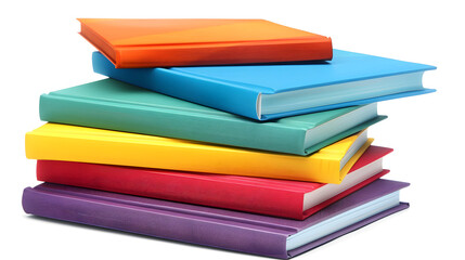 Stack of colorful books isolated on white background 