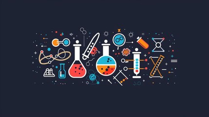 Science instruments and formulas in modern vector art