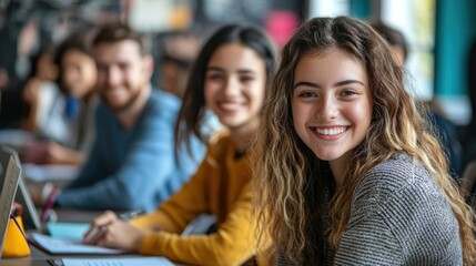 Obraz premium Photo of successful joyful cheerful young people working together office company workspace indoors 
