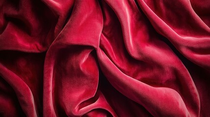Fototapeta premium Abstract Draped Red Velvet Fabric